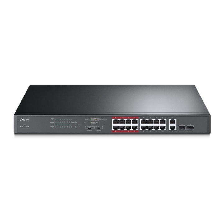 Switch 16 cổng 10/100Mbps PoE + 2 cổng Gigabit LAN/SFP TP-Link TL-SL1218MP