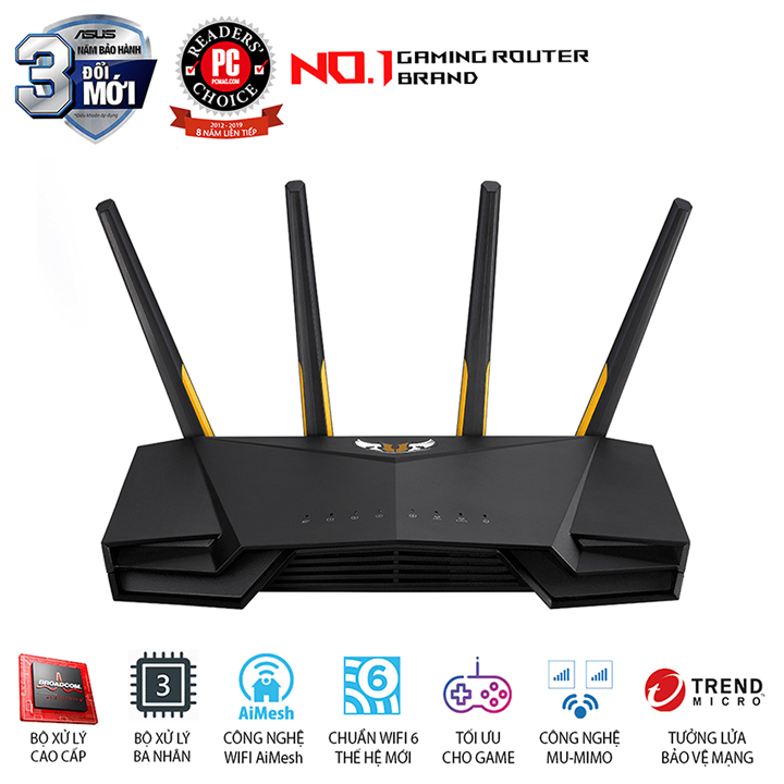 Gaming Router Wi-Fi 6 Băng tần kép ASUS TUF-AX3000