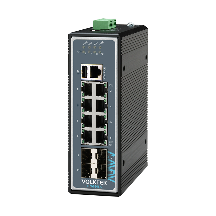 Bộ chuyển mạch công nghiệp VOLKTEK IEN-8648A 8-Port Gigabit PoE + 4 SFP GbE