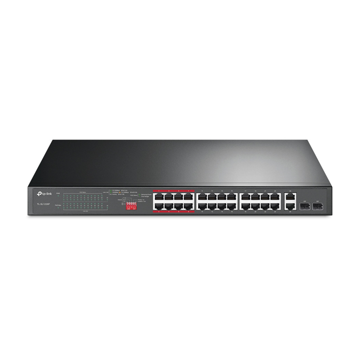 Switch 24 cổng 100Mbps PoE + 2 combo Gigabit LAN/SFP TP-Link TL-SL1226P