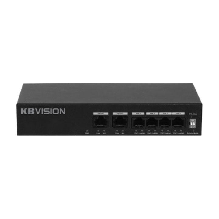 Switch PoE 4 port (Hỗ trợ 2 cổng mạng uplink) KBVISION KX-ASW04-P2