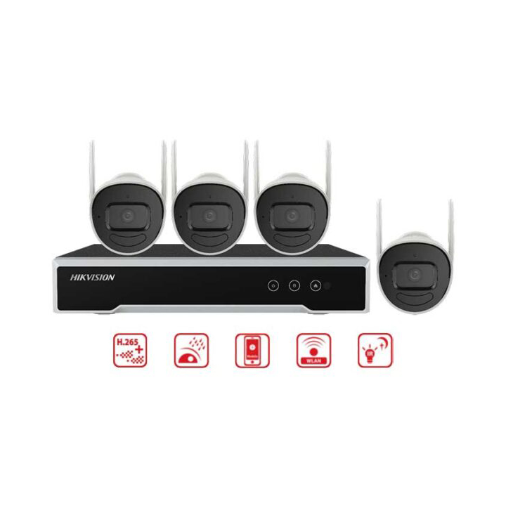 KIT WIFI 4MP THẾ HỆ MỚI TRỌN BỘ HIKVISION NK44W0H (4 Camera Wifi hình trụ 4MP + 1 đầu ghi hình NVR 4 kênh)