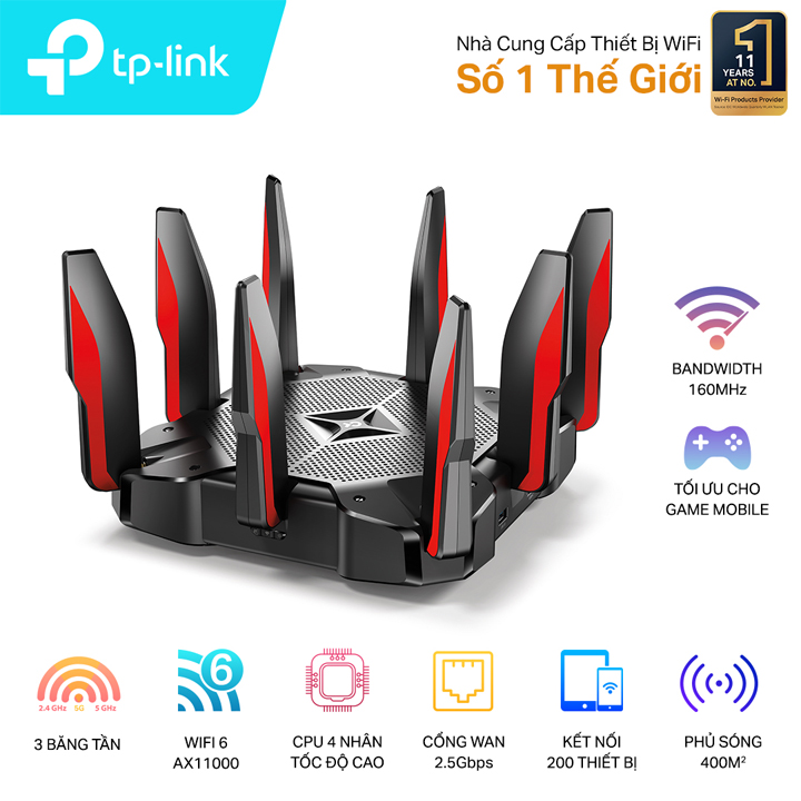 Gaming Router Ba Băng Tần Wi-Fi 6 TP-Link Archer AX11000