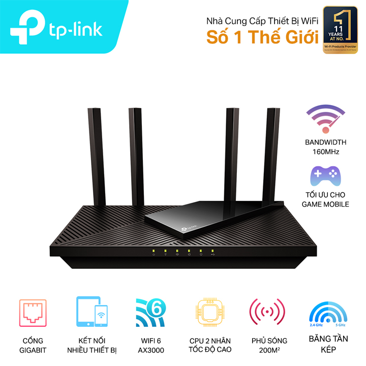 Router Wi-Fi 6 Băng Tần Kép AX3000 TP-Link Archer AX55