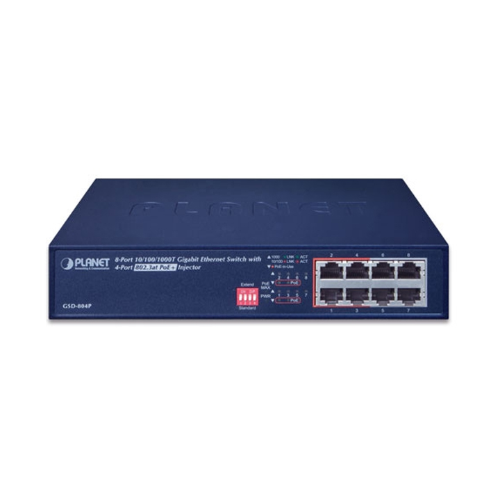 Gigabit Switch 8 Port PLANET GSD-804P with 4 Port PoE+