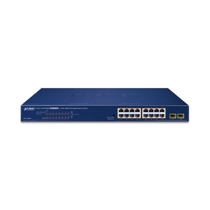 Unmanaged Gigabit Switch 16 Port GE POE + 2 Port 1G SFP PLANET GSW-1820HP