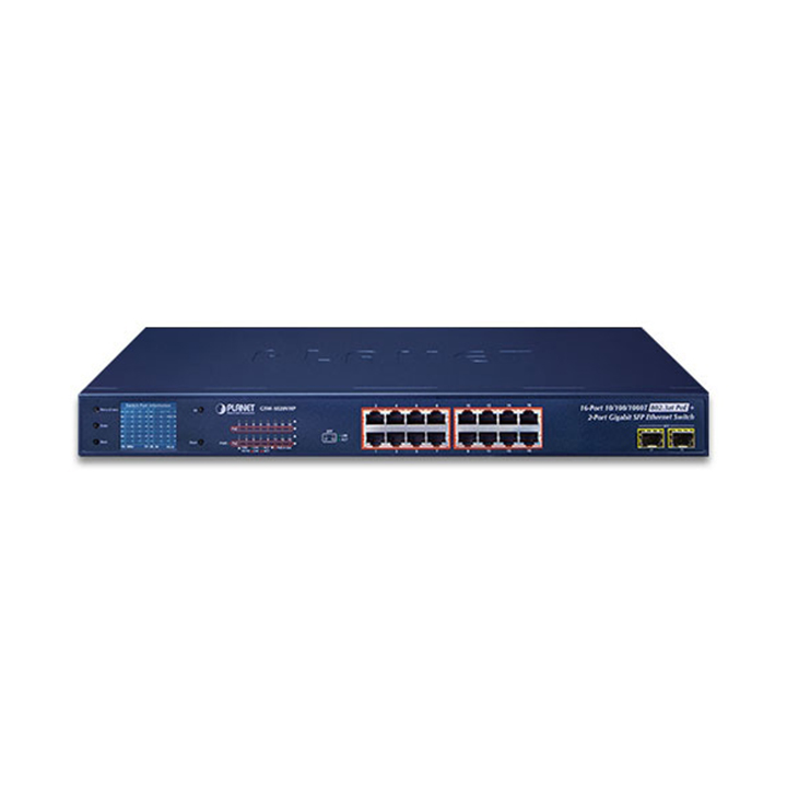 Unmanaged Gigabit Switch 16 Port GE POE + 2 SFP 1G PLANET GSW-1820VHP