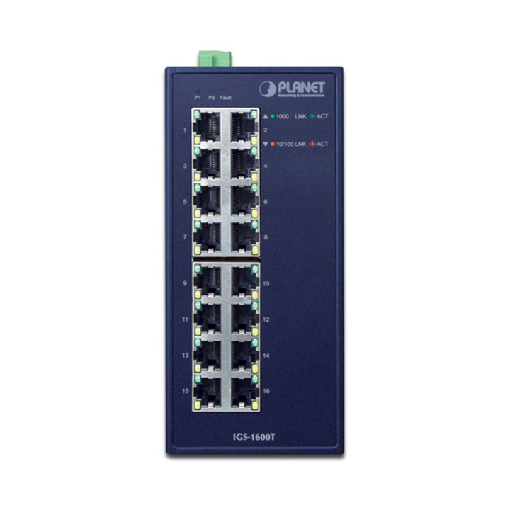 Industrial Gigabit Switch 16 Port GE PLANET IGS-1600T