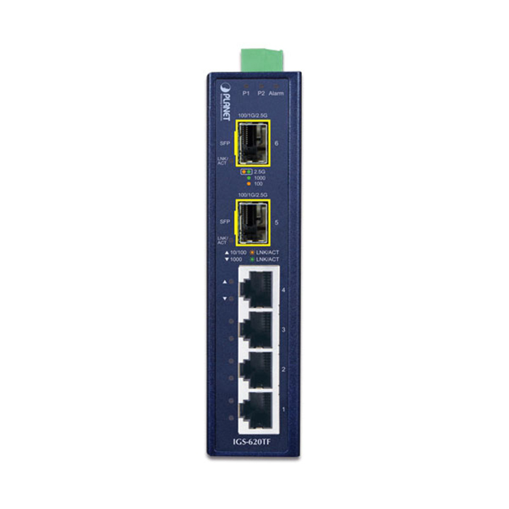 Switch công nghiệp PLANET IGS-620TF (4 cổng 1G RJ45 + 2 Cổng 1/2.5G SFP )