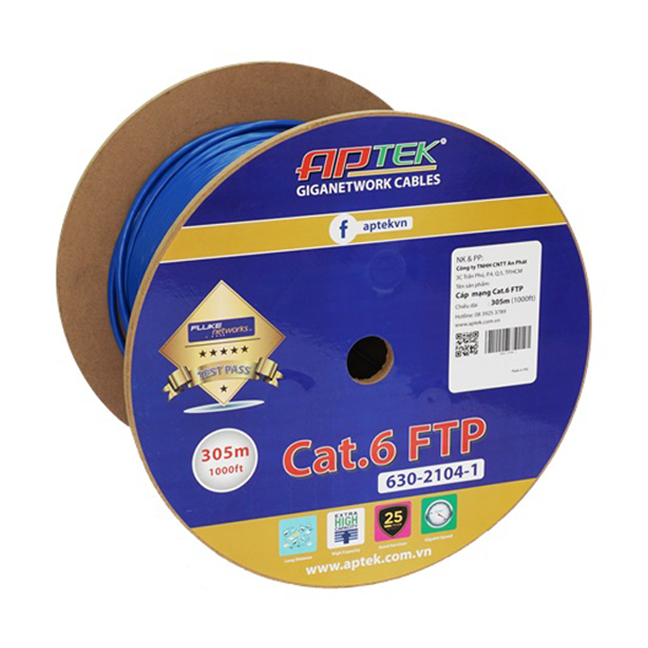 Cáp mạng chống nhiễu CAT6 FTP 305m APTEK 630-2104-1