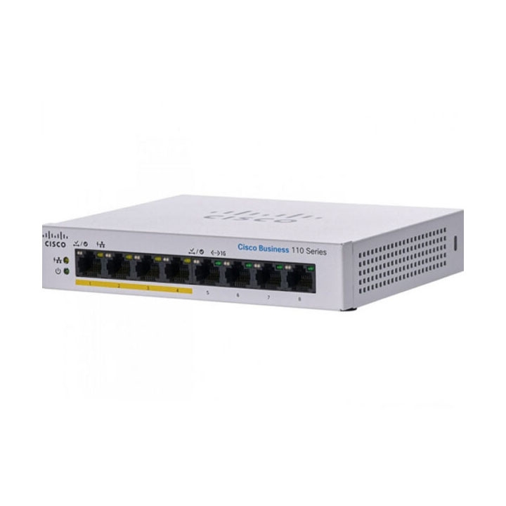 Unmanaged Switch 8 cổng Gigabit PoE Cisco CBS110-8PP-D-EU (4 cổng PoE 32W)