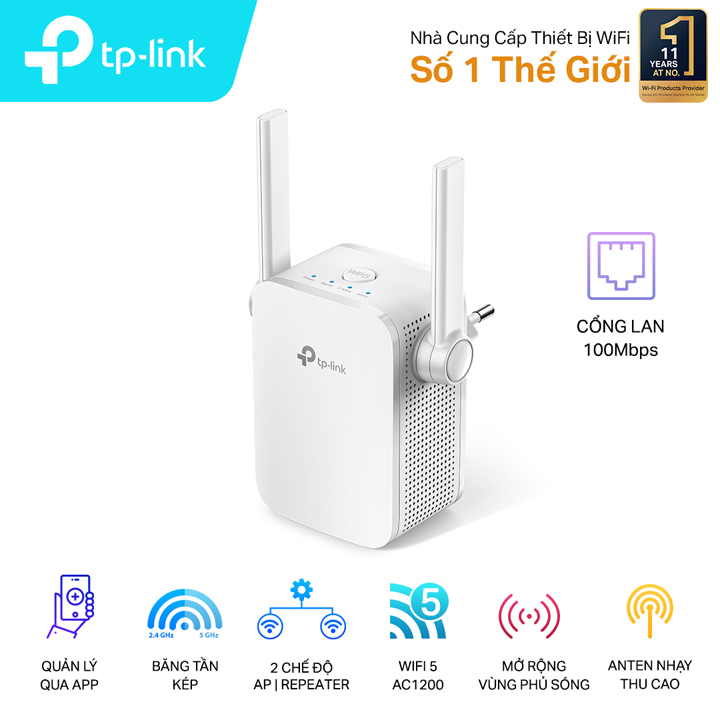 Bộ mở rộng sóng Wi-Fi AC1200 TP-Link RE305