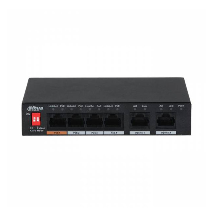 Unmanaged Desktop Switch 6 Port 10/100Mbps with 4 PoE Ports DAHUA DH-PFS3006-4ET-60