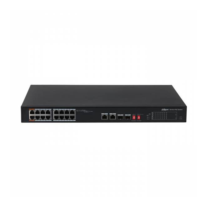 Unmanaged Switch Layer 2 Dual-Port Uplink PoE DAHUA DH-PFS3218-16ET-135