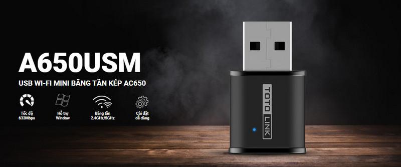 USB Wi-Fi băng tần kép AC650 TOTOLINK A650USM