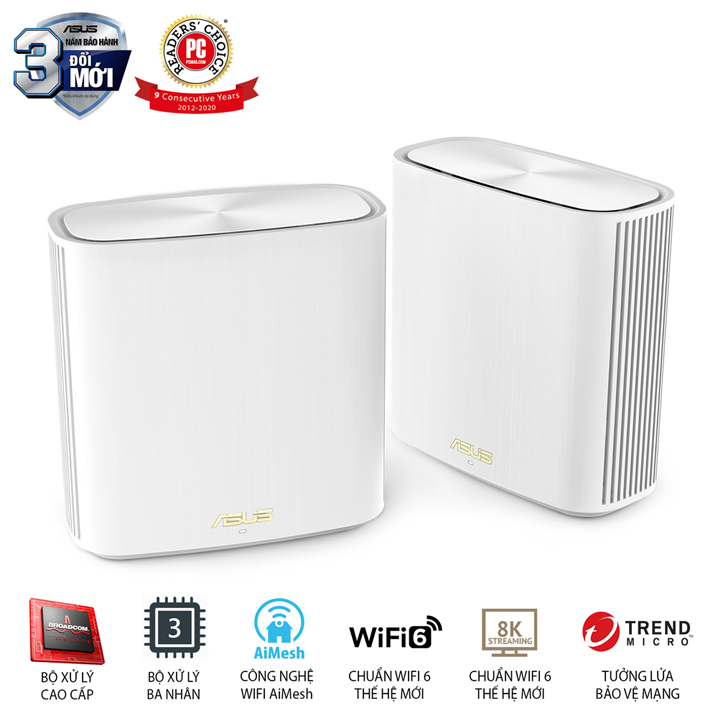 Bộ Mesh WiFi ASUS ZenWiFi 6 Chuẩn AX5400 XD6 (W-2-PK)