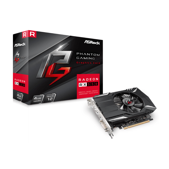 Card màn hình Asrock Radeon™ RX550 Phantom Gaming 4G GDDR5