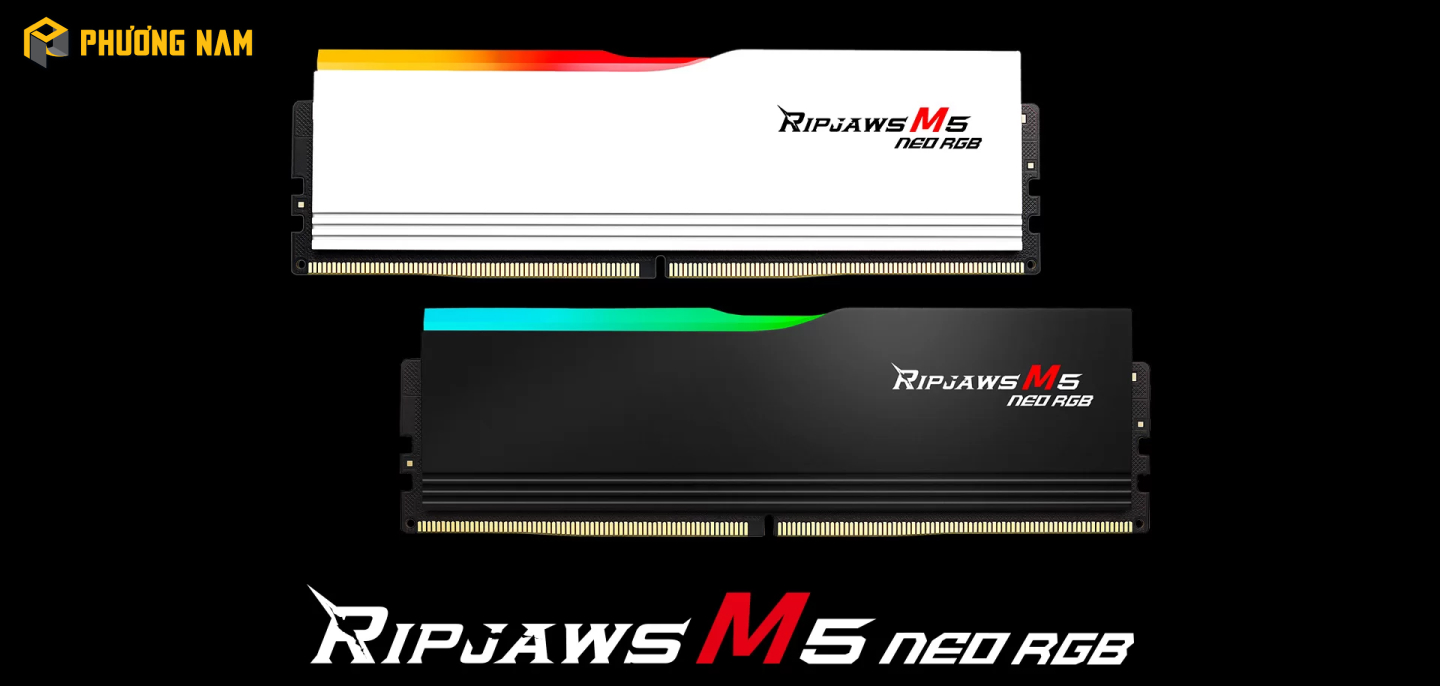 Ram PC G.SKILL Ripjaws M5 Neo RGB F5-6000J3648D16GX2-RM5NRW (32GB (2x16GB) DDR5 6000MHz)