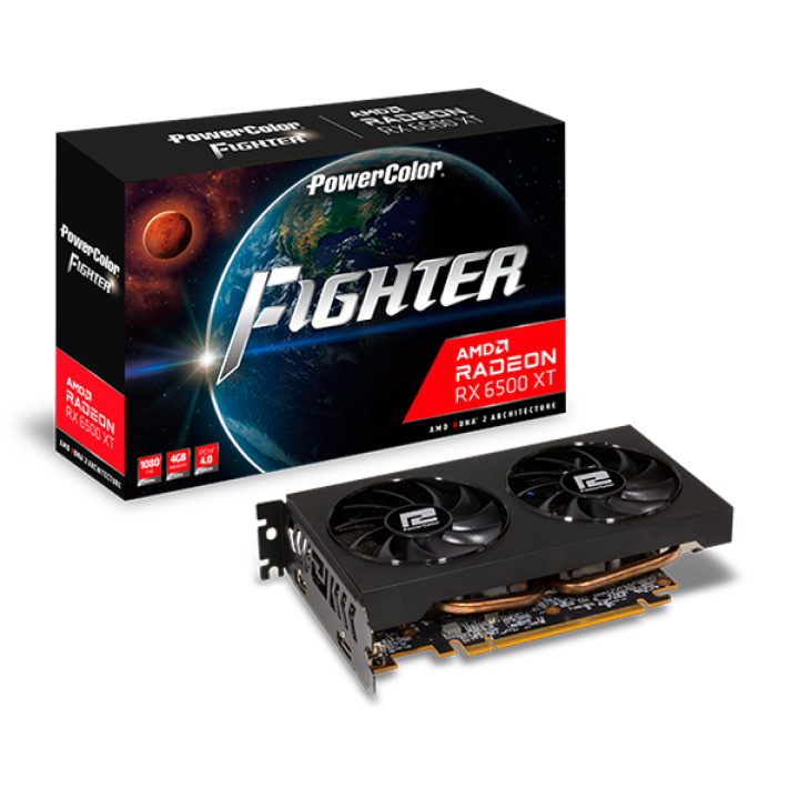 Card màn hình PowerColor Fighter AMD Radeon RX 6500 XT 4GB GDDR6 (AXRX 6500XT 4GBD6-DH/OC)