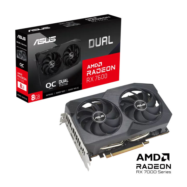 Card màn hình ASUS Dual Radeon RX 7600 V2 OC Edition 8GB GDDR6 (DUAL-RX7600-O8G-V2)