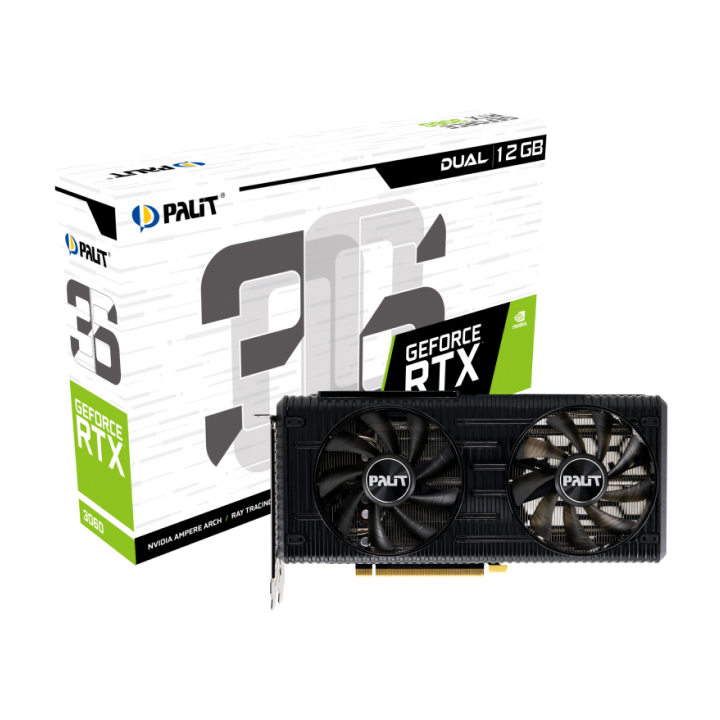 Card màn hình Palit GeForce RTX 3060 Dual 12GB GDDR6 (NE63060019K9-190AD)