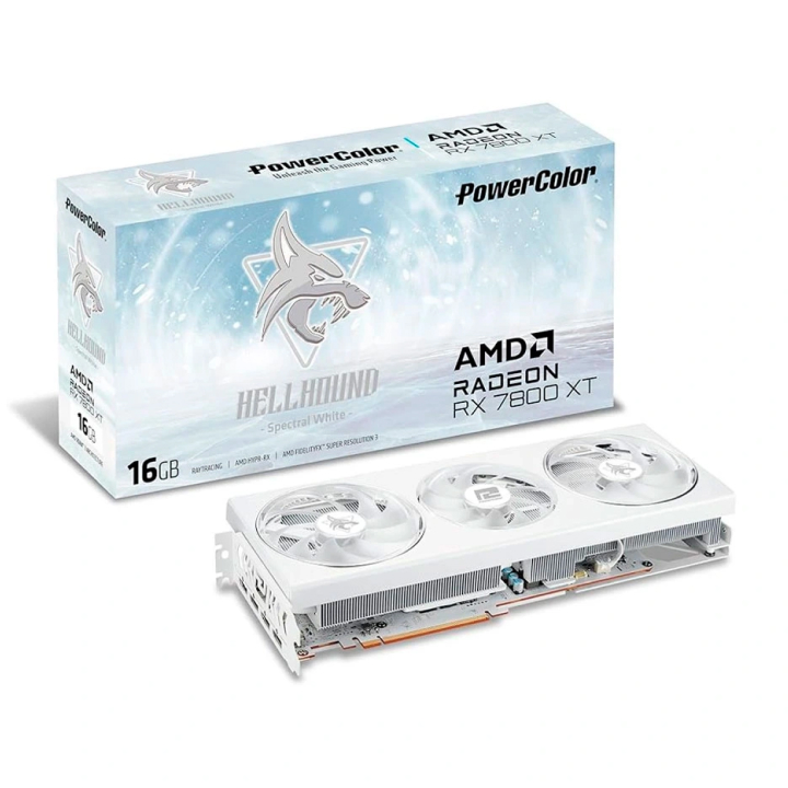 Card màn hình PowerColor Hellhound Spectral White AMD Radeon RX 7800 XT 16GB GDDR6 (RX7800XT 16G-L/OC/WHITE)