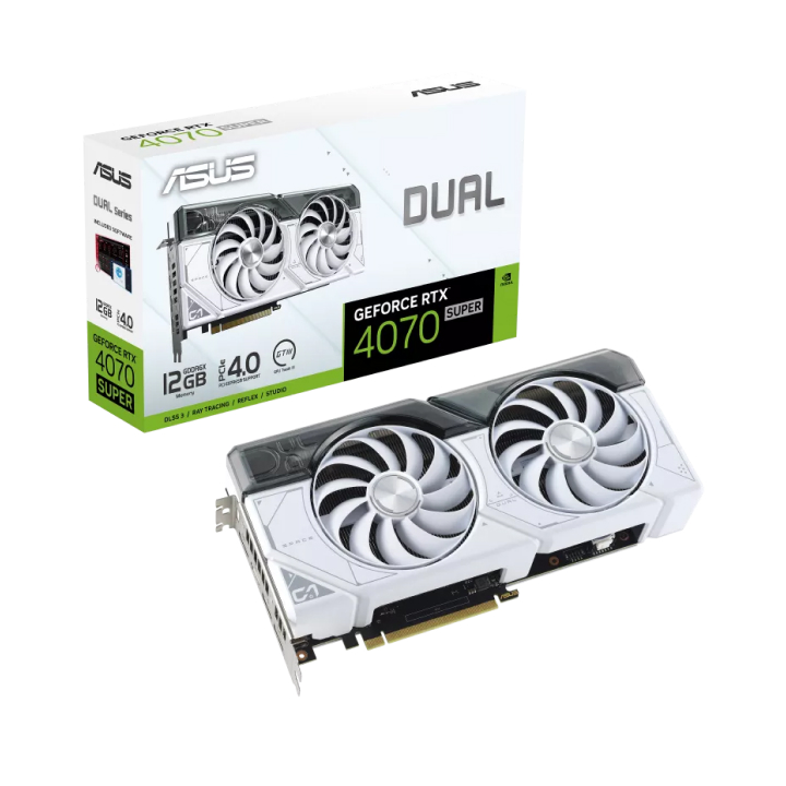 Card màn hình ASUS Dual GeForce RTX™ 4070 SUPER White Edition 12GB GDDR6X (DUAL-RTX4070S-12G-WHITE)