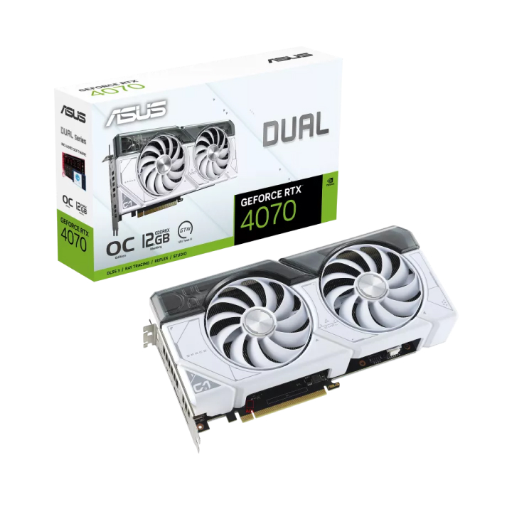 Card màn hình ASUS Dual GeForce RTX 4070 White OC Edition 12GB GDDR6X (DUAL-RTX4070-O12G-WHITE)